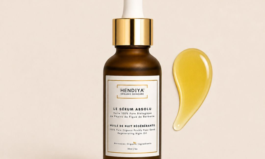 Gamme Hendiya à la figue de barbarie : Le Sérum Absolu, La Crème Lumière, La Crème Satinée et L'Huile Divine