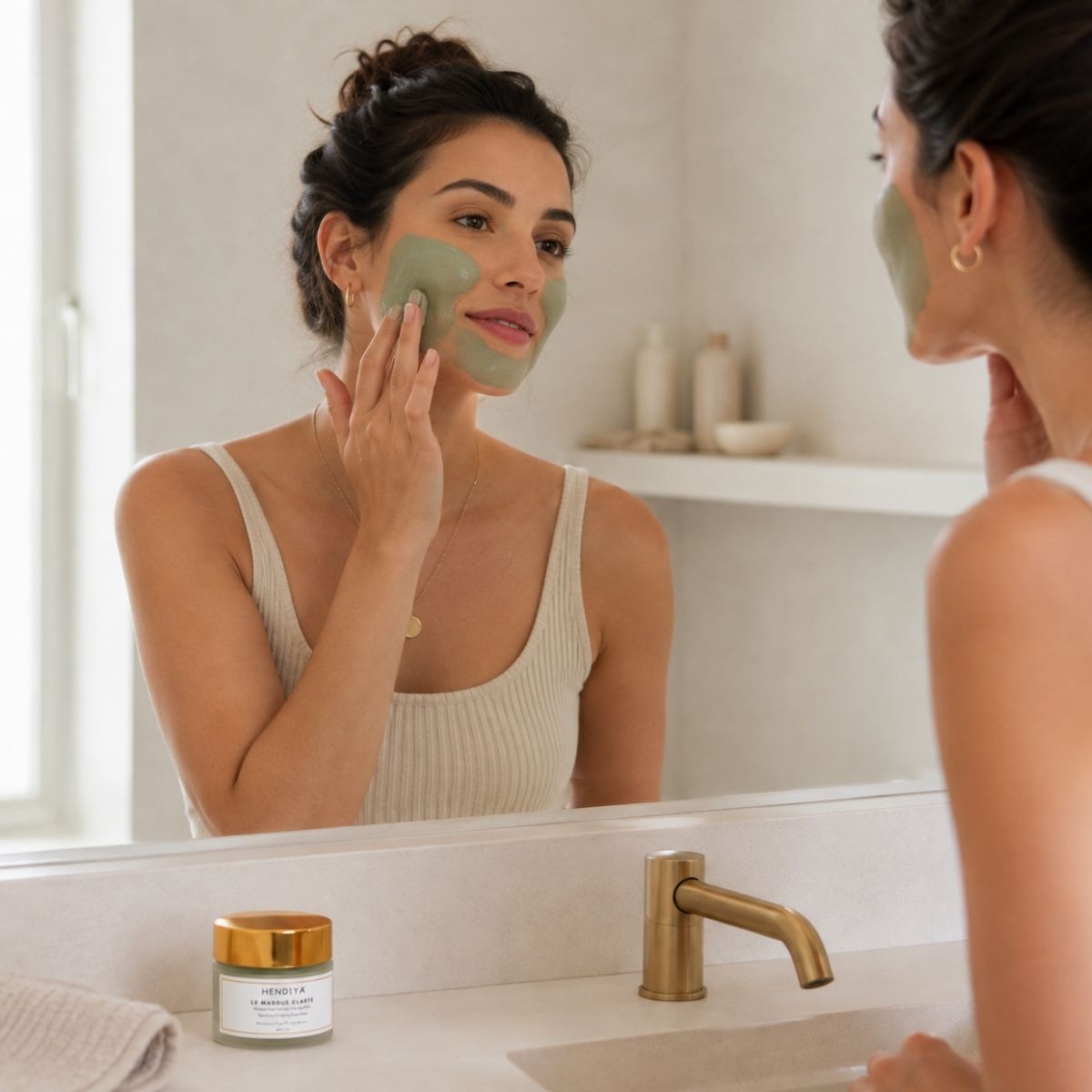 Applying Le Masque Clarté to the face
