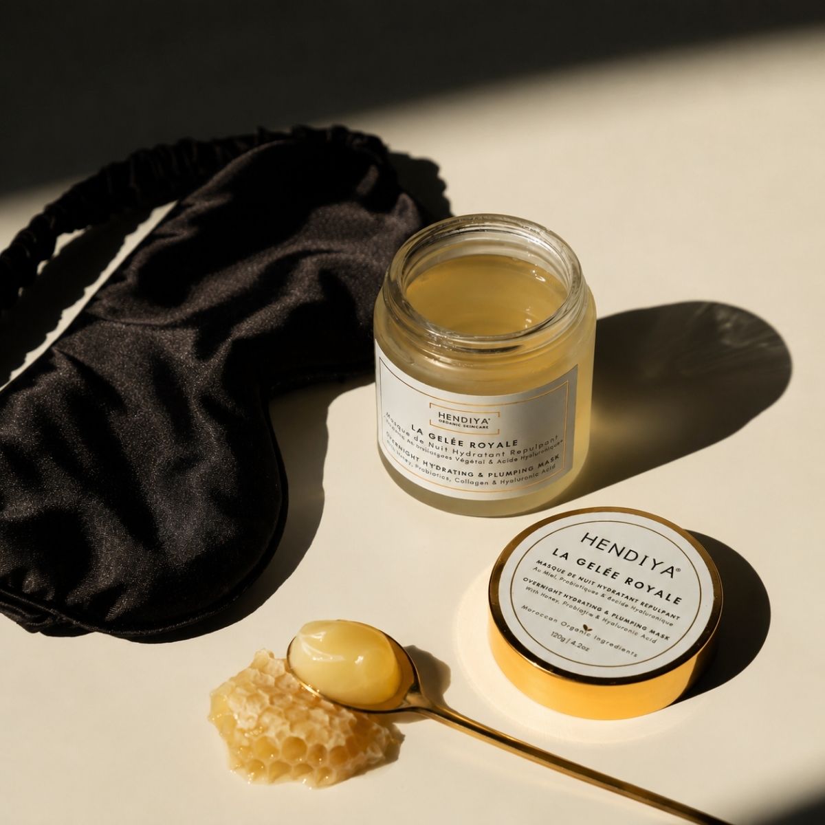 Hendiya® evening ritual: La Gelée Royale night mask with royal jelly and hyaluronic acid