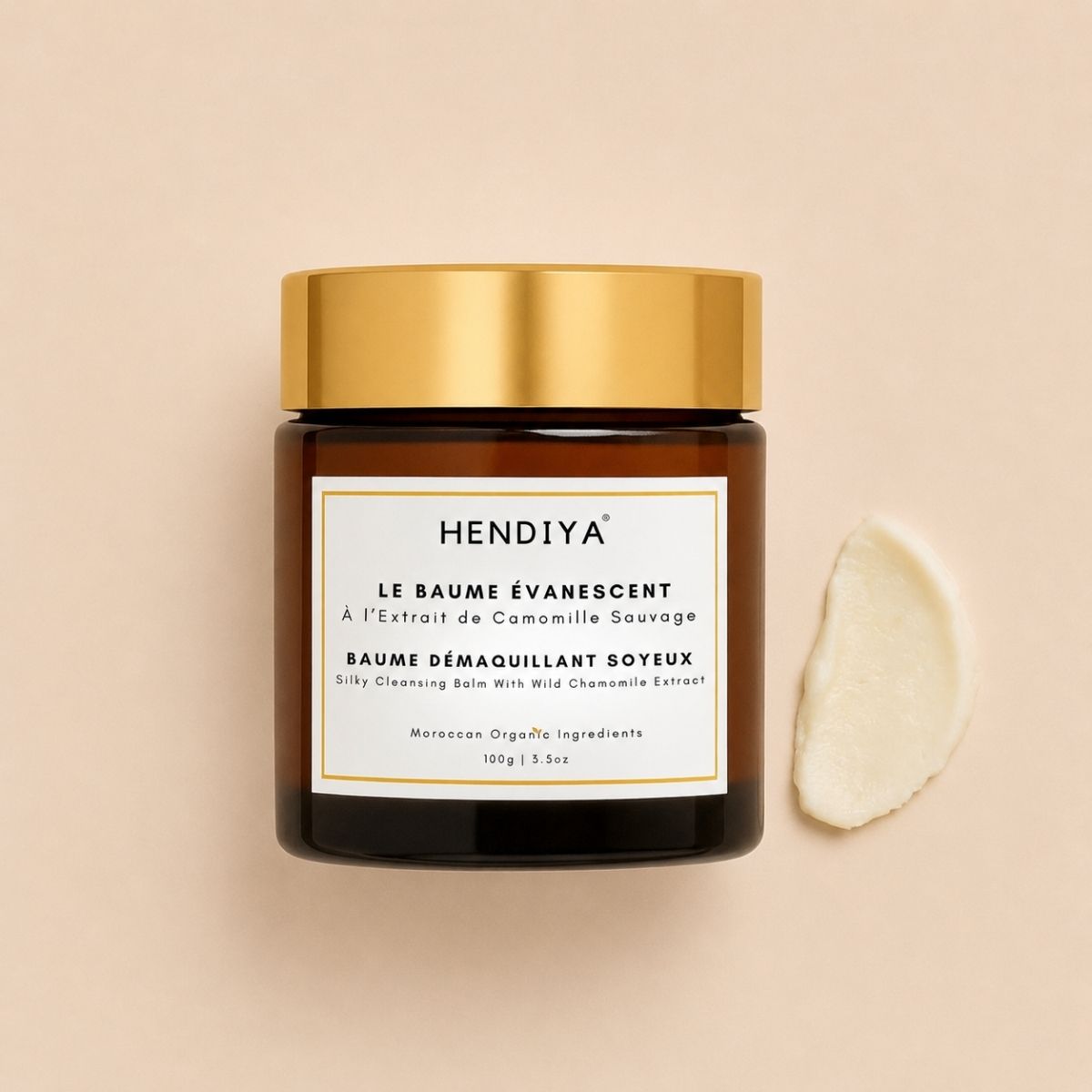 Le Baume Évanescent jar, Hendiya® organic cleansing balm with wild chamomile
