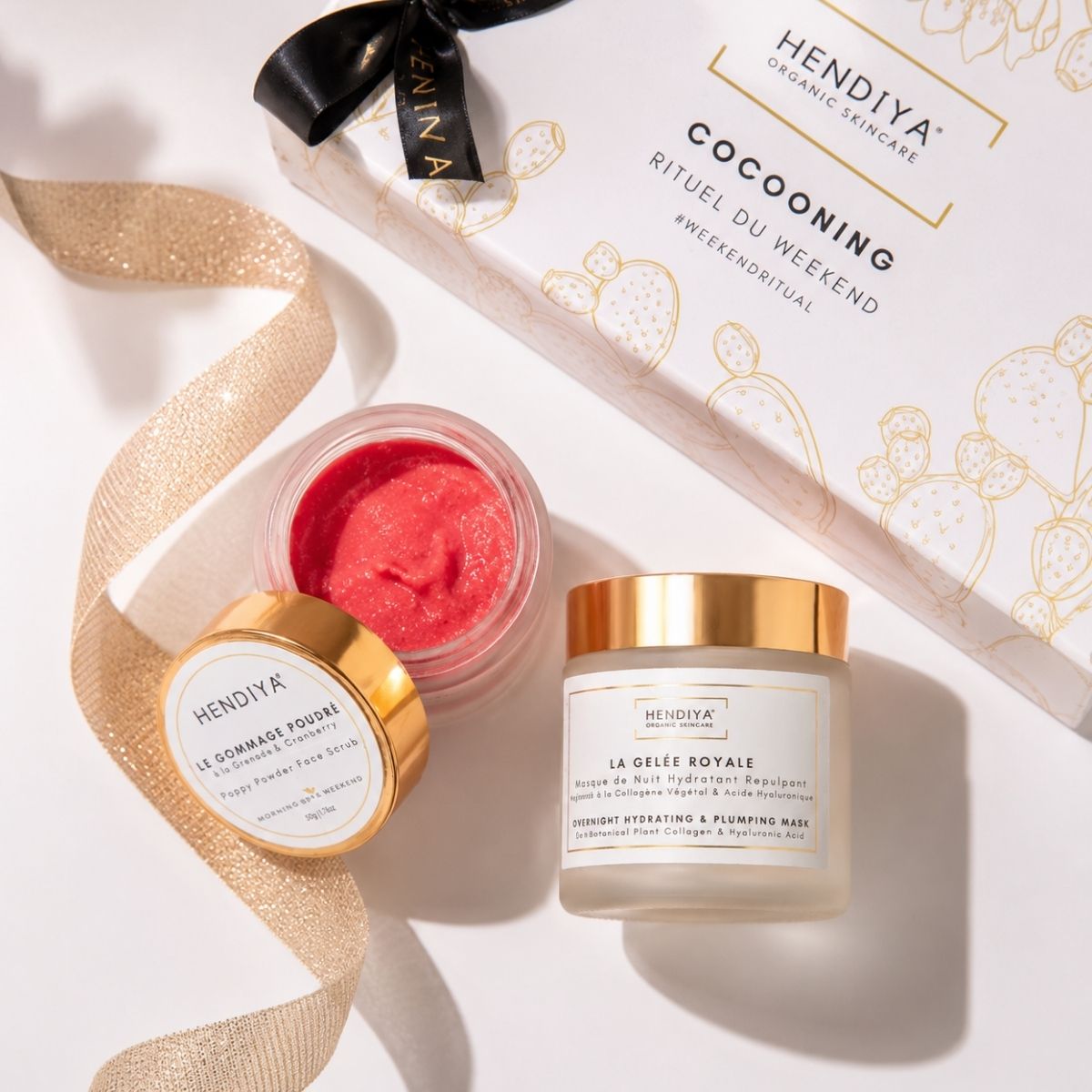 Hendiya® organic weekend ritual: Le Gommage Poudré and La Gelée Royale, from the Coffret Cocooning