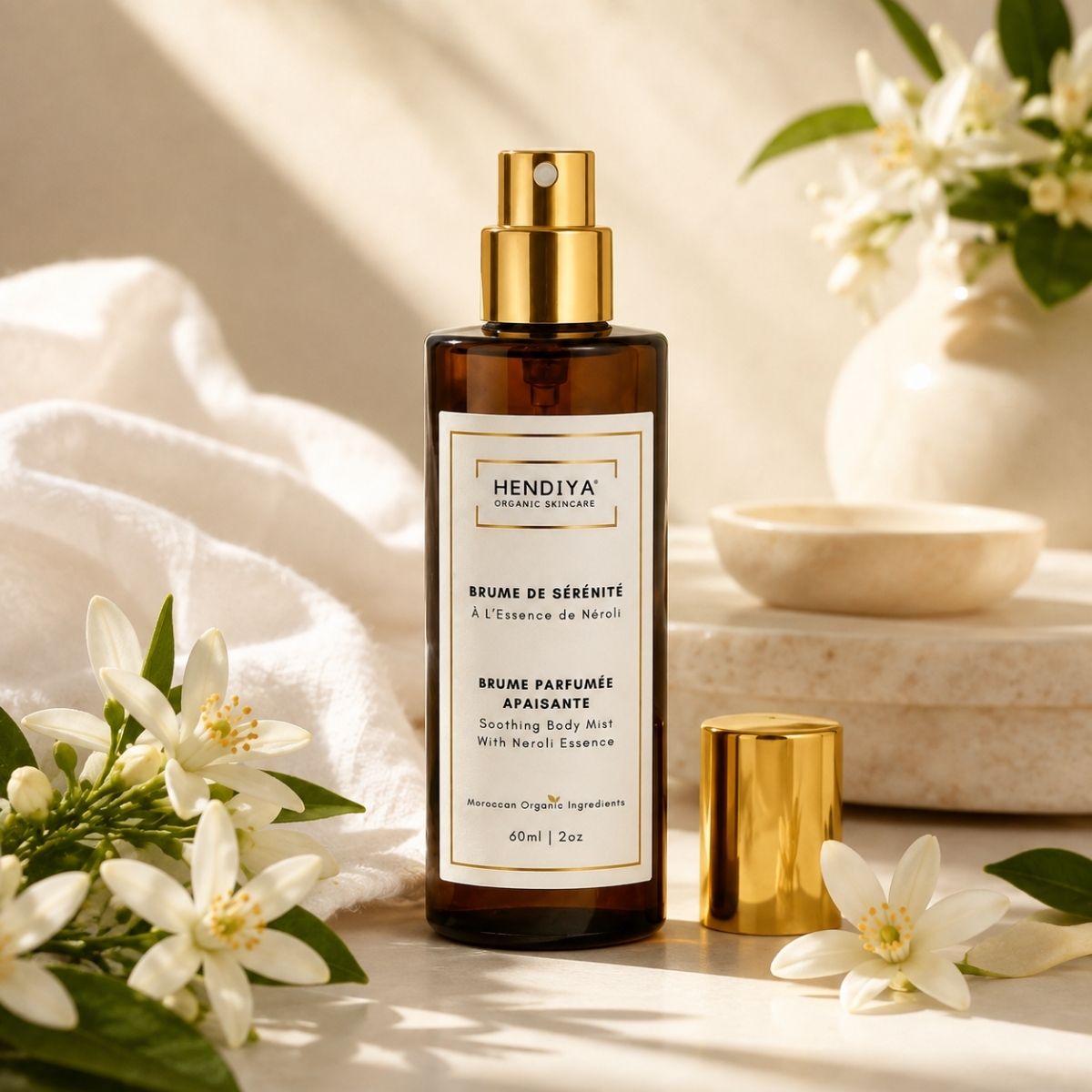 Neroli essence, the scent of Brume de Sérénité Hendiya®